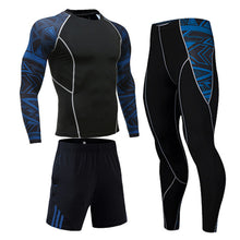 Load image into Gallery viewer, Brand 3pcs/Sets men's suit rashguard male kit MMA compression clothing male