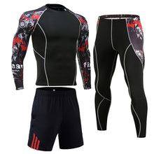Load image into Gallery viewer, Brand 3pcs/Sets men's suit rashguard male kit MMA compression clothing male