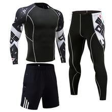 Load image into Gallery viewer, Brand 3pcs/Sets men's suit rashguard male kit MMA compression clothing male