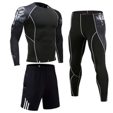 Load image into Gallery viewer, Brand 3pcs/Sets men's suit rashguard male kit MMA compression clothing male