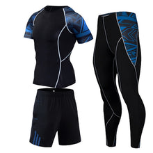 Load image into Gallery viewer, Brand 3pcs/Sets men's suit rashguard male kit MMA compression clothing male