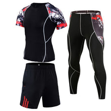 Load image into Gallery viewer, Brand 3pcs/Sets men's suit rashguard male kit MMA compression clothing male