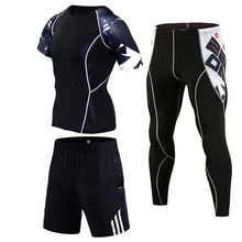Load image into Gallery viewer, Brand 3pcs/Sets men's suit rashguard male kit MMA compression clothing male