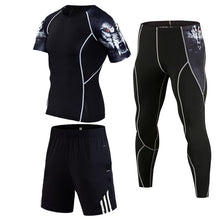 Load image into Gallery viewer, Brand 3pcs/Sets men's suit rashguard male kit MMA compression clothing male