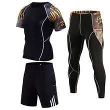 Load image into Gallery viewer, Brand 3pcs/Sets men's suit rashguard male kit MMA compression clothing male