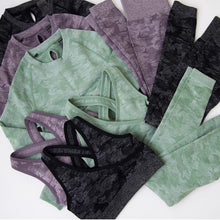 Load image into Gallery viewer, 3PCS Camo Seamless Yoga Set Sports Wear For Women Fitness Clothing, Yoga