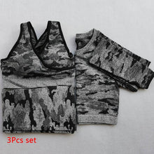 Load image into Gallery viewer, 3PCS Camo Seamless Yoga Set Sports Wear For Women Fitness Clothing, Yoga