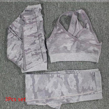 Load image into Gallery viewer, 3PCS Camo Seamless Yoga Set Sports Wear For Women Fitness Clothing, Yoga