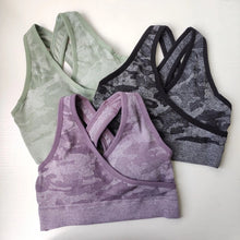Load image into Gallery viewer, New Camo Seamless Sports Bra For Women Gym Criss Cross Workout